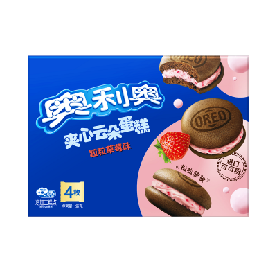 亿滋 奥利奥夹心云朵蛋糕粒粒草莓味4枚装88g*12/箱图4