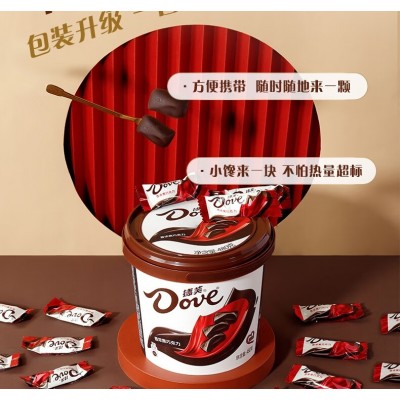 德芙（Dove）香浓黑巧克力 480g*1桶 整桶装图2