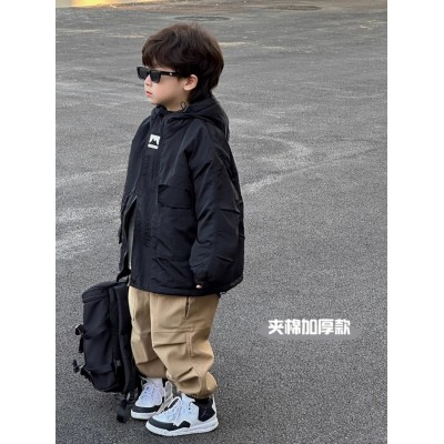 秋冬新款棉衣儿童日系百搭冲锋衣男童春秋连帽外套小童秋装潮图5