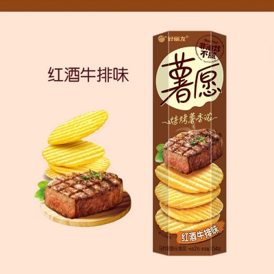 好丽友（orion）零食休闲零食薯愿薯片非油炸膨化食品红酒牛排味104g/罐图2