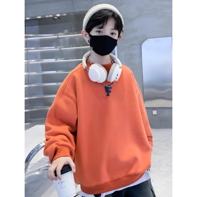 男童卫衣冬款新款加绒加厚宽松胖孩套头内搭上衣洋气大童装潮图3