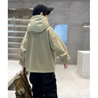 bridges bear/奇斯熊绿色男童冬装卫衣新款摇粒绒加绒加厚秋冬款中大童儿童男孩冬季潮图3