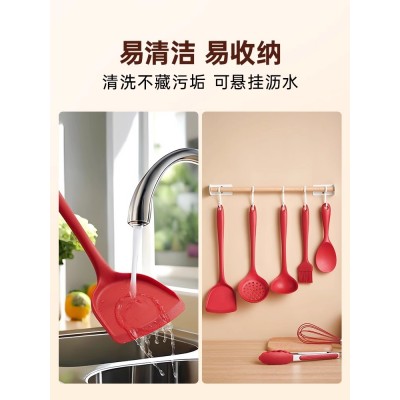 食品级硅胶锅铲耐高温不粘锅专用炒菜铲汤勺炒勺漏勺家用厨具套装图2