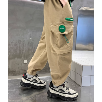 bridges bear/奇斯熊卡其色加绒加厚男童工装裤新款加绒加厚春秋季休闲裤男孩中大儿童秋冬款裤子图2