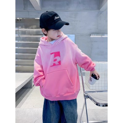 BABY＆HH/宝贝亨亨渐变粉色男童秋冬渐变粉连帽长袖加绒卫衣新款大儿童春秋装炸街上衣潮图2