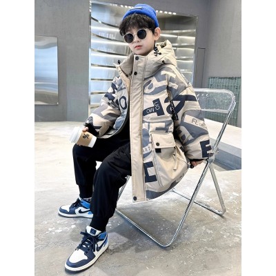 bridges bear/奇斯熊杏色棉服男童羽绒棉服外套新款棉袄中大童儿童冬季棉衣冬装加厚夹棉潮图2