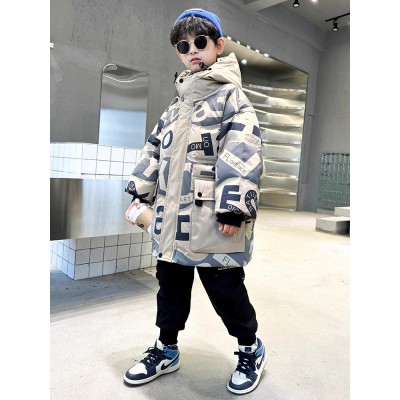 bridges bear/奇斯熊杏色棉服男童羽绒棉服外套新款棉袄中大童儿童冬季棉衣冬装加厚夹棉潮图4