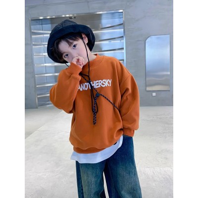 BABY＆HH/宝贝亨亨橙色男童秋冬装半高领小丑长袖卫衣新款中大儿童冬季加绒炸街上衣图5