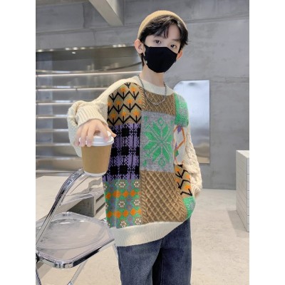 FAIRYSWALLOW/精灵铭燕米白色男童毛衣秋冬款新款儿童冬季针织打底衫男孩冬装中大童装加厚图2