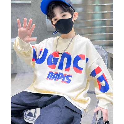 酷尔迪尼杏色男童卫衣春秋冬款一体加绒新款冬季打底衫中大儿童秋装上衣潮图2