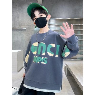 酷尔迪尼深灰色男童卫衣春秋冬款一体加绒新款冬季打底衫中大儿童秋装上衣潮图5