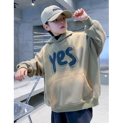BABY＆HH/宝贝亨亨茶色男童秋冬扎染连帽加绒卫衣新款中大儿童冬季潮牌炸街加厚上衣图2