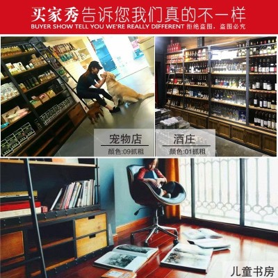 LOFT北欧实木书架书柜定制美式复古铁艺置物架落地工业风满墙书架图3