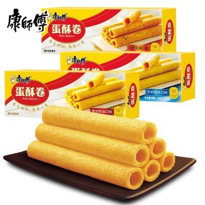 康师傅蛋卷酥 奶油口味 108g*3盒 整箱装图3