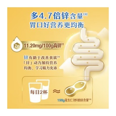 伊利 全聪 学生高锌高钙奶粉 DHA+ARA 儿童青少年 营养早餐 25g*16条 整箱装图4