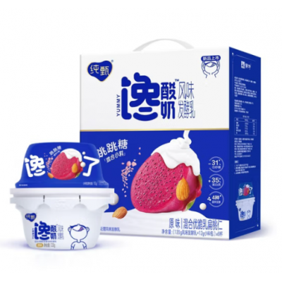 蒙牛纯甄馋酸奶混合优脆乳扁桃仁口味风味发酵乳（120g+12g)6杯图1