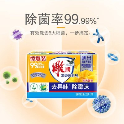 雕牌除菌加香透明皂/洗衣皂/肥皂206g*2块*24组除菌去异味植物提炼图3
