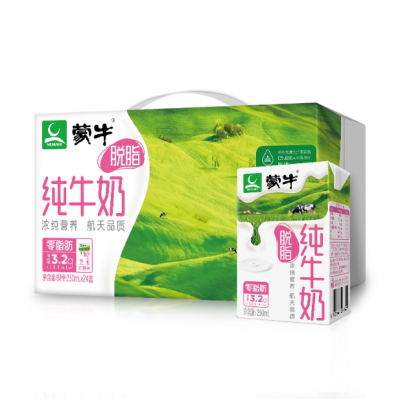 蒙牛脱脂纯牛奶利乐包250ml24图2