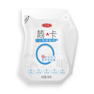三元 简卡0蔗糖爱克林装风味酸乳 酸奶 180g*12袋/箱图4