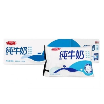 三元百利包纯牛奶常温高温灭菌全脂纯牛奶整箱200ml*16袋/箱图1