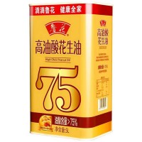 鲁花高油酸花生油高油酸花生油 铁罐装 5S物理压榨 油酸含量>75%5L