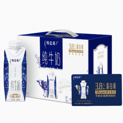 蒙牛 特仑苏3.8g蛋白纯牛奶 全脂灭菌乳 利乐梦幻盖 250ml×10包/箱图1