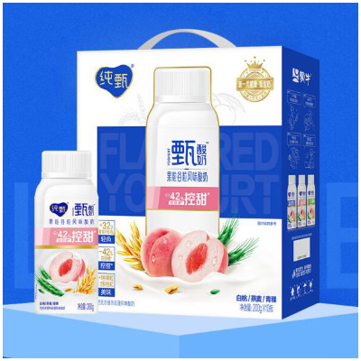 蒙牛纯甄酸奶 白桃燕麦青稞口味风味酸牛乳200g×10瓶/箱；控甜 -42%白砂糖；3.2g膳食纤维/瓶 无负担 甄好喝；轻负图1