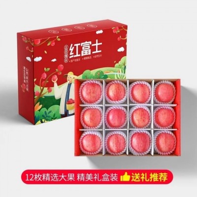 山东栖霞红富士苹果精品12粒单果190g 240g水果礼盒图1