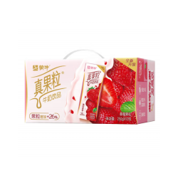 蒙牛 真果粒草莓果粒 250g×12盒/箱；醇香牛奶+真实果粒，双重营养，双重美味图1