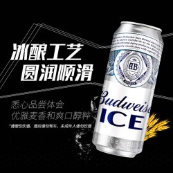 百威冰啤酒500ml*18罐整箱装易拉罐装聚会清爽爽口图3