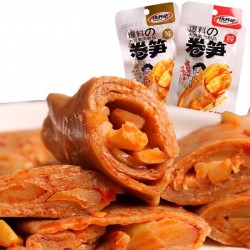 湖南特色零食豆腐干素肉桃林佬卷笋香辣和口味混合散装500克休闲图2