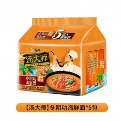 康师傅汤大师日式叉烧豚骨方便面 五连包装 金汤肥牛面 番茄浓汤面 叉烧豚骨面  上汤瑶柱排骨面 冬阴功海鲜面图7